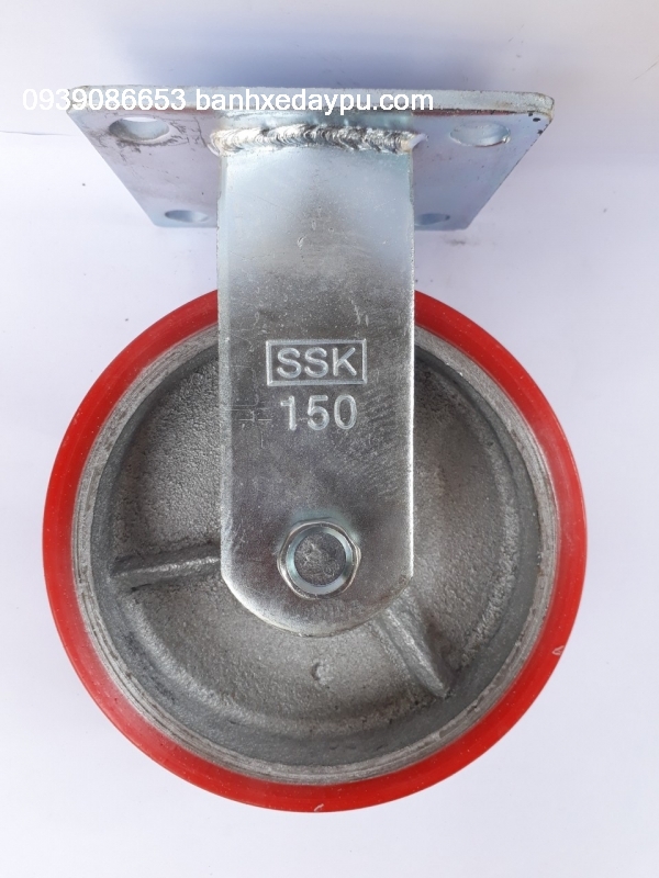 Bánh xe đẩy pu gang 150 x 50 mm màu đỏ cố định Bánh xe đẩy pu gang 150 x 50 mm màu đỏ cố định
