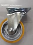 Bánh xe đẩy pu 100x32 mm hay 4 in bánh xe xoay không khóa ssk pu gang màu vàng
