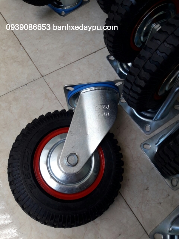 Bánh Xe Đẩy Hàn Quốc Cao Su 200X50 Cố Định 8x2 Càng 6mm