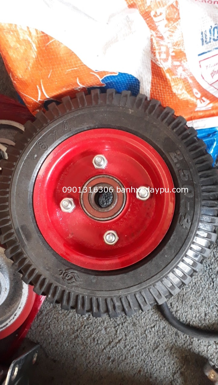 Bánh xe 200x50 cao su 10x2 in bạc đan 6203 Bánh xe 200x50 cao su 10x2 in bạc đan 6203