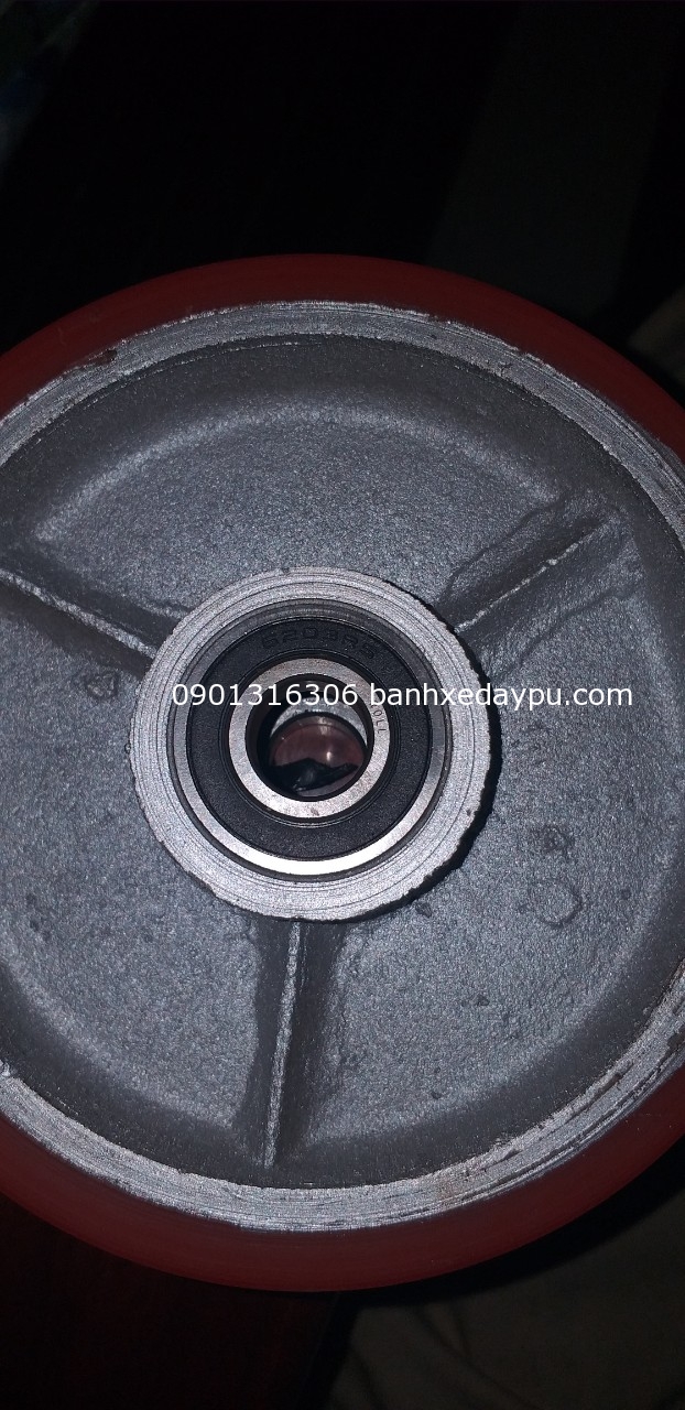 Bánh xe nâng tay PU đỏ 130x40mm bạc đan 6203