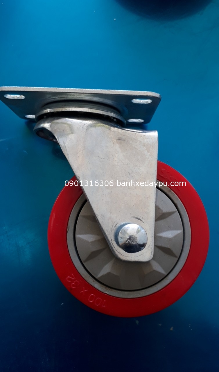 Bánh xe xoay khống khóa 100x32 hay 4 In TPU đỏ bánh xe chịu lực Bánh xe xoay khống khóa 100x32 hay 4 In TPU đỏ bánh xe chịu lực