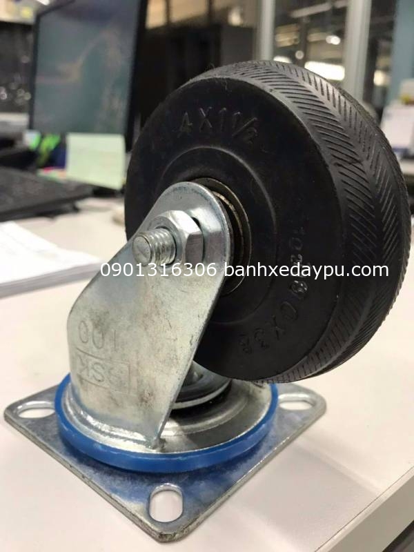 Bánh Xe Đẩy Hàn Quốc Cao Su 200X50 Cố Định 8x2 Càng 6mm