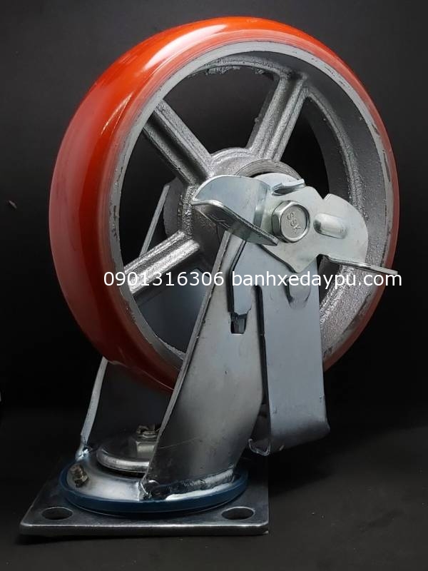 Bánh xe đẩy 250x70 pu gang càng 10mm