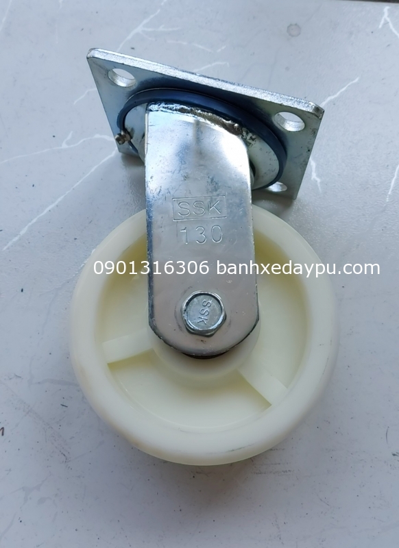 Bánh Xe Đẩy Nylon 125x50 mm SSK càng Bầu TRUNG ĐẠT