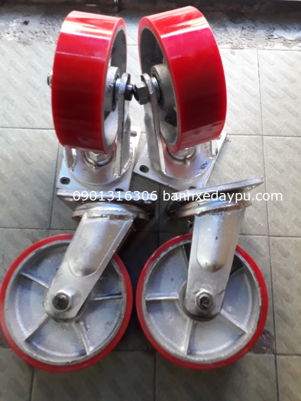 Bánh Xe Đẩy PU Gang 200x70 càng 10mm Xoay TRUNG ĐẠT Bánh Xe Đẩy PU Gang 200x70 càng 10mm Xoay TRUNG ĐẠT