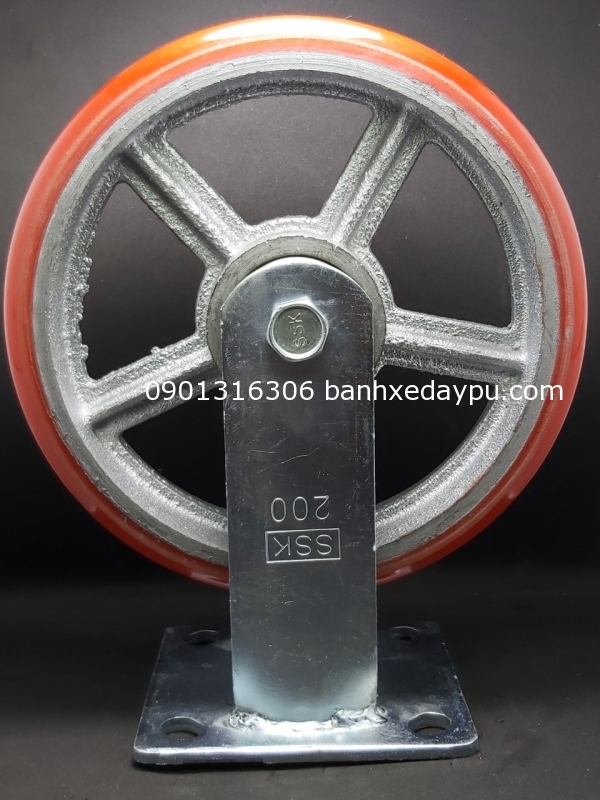 Bánh xe Đẩy PU gang 200x50 SSk 8x2 cố định Bánh xe Đẩy PU gang 200x50 SSk 8x2 cố định