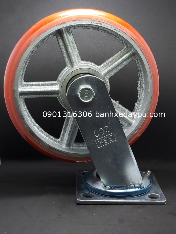 Bánh Xe Đẩy Hàn Quốc Pu Gang 200 x50 mm SSK Xoay không Khóa Bánh Xe Đẩy Hàn Quốc Pu Gang 200 x50 mm SSK Xoay không Khóa