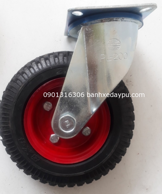 Bánh Xe Đẩy Hàn Quốc Cao Su 200X50 Cố Định 8x2 Càng 6mm