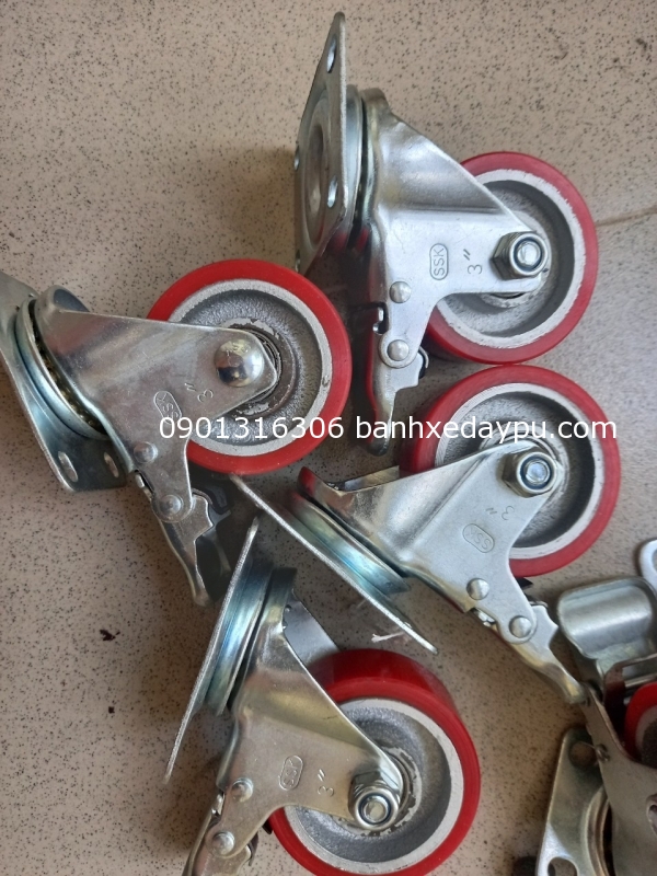 Bánh xe PU Gang 75 Xoay khoá Sk Bánh xe PU Gang 75 Xoay khoá Sk
