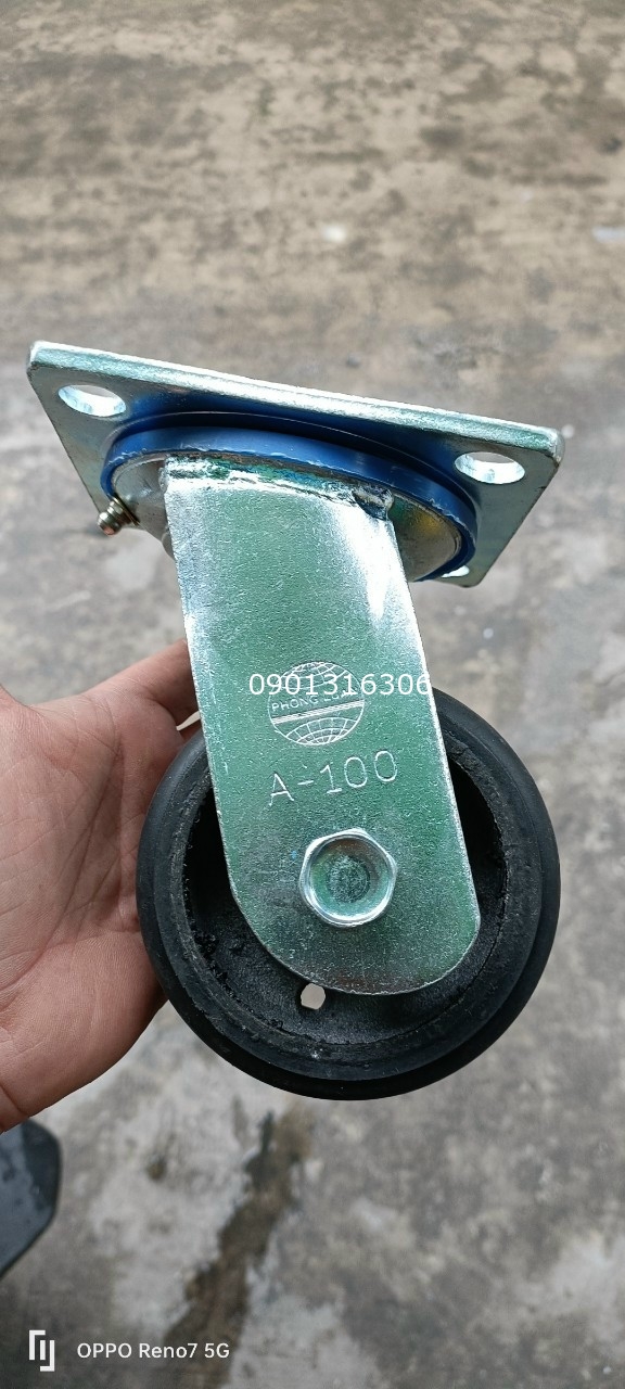 Bánh xe đẩy cao su 100x50 xoay càng 6mm Bánh xe đẩy cao su 100x50 xoay càng 6mm